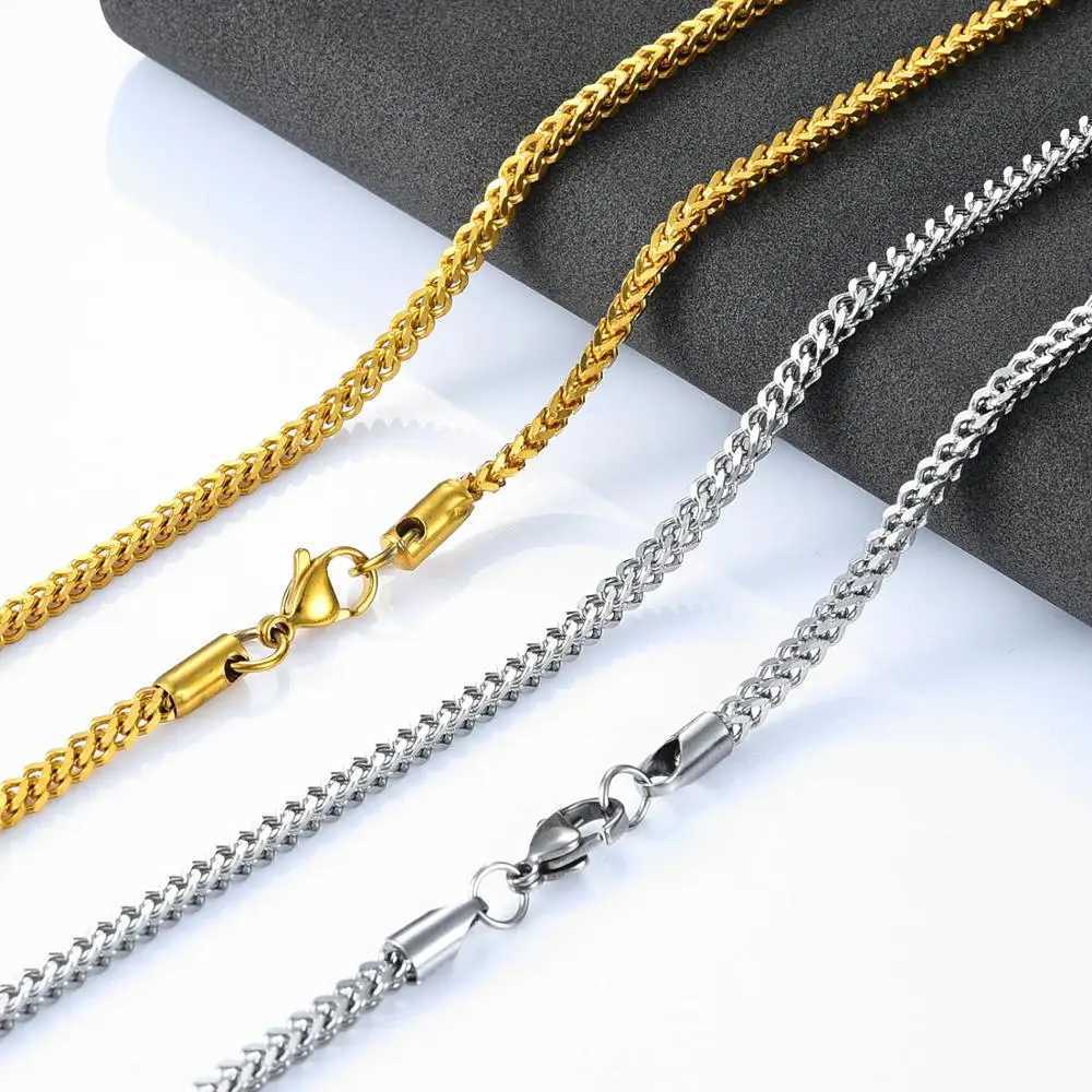 Gold/Silver Color Men Braided Necklace Chain Stainless Steel for Women Ladies Choker High Quality Jewelry Accessory GiftX240919