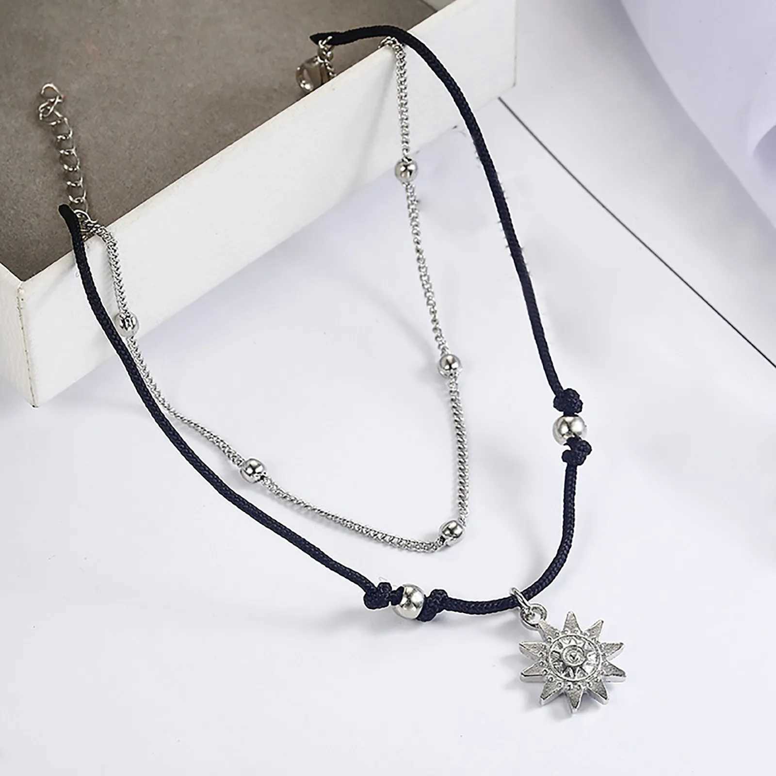 Bohemia Black Color Chain Ankle Bracelet On Leg Foot Jewelry Boho Elephant Sun Charm Anklet Set For Women Accessories jewelry Y240920