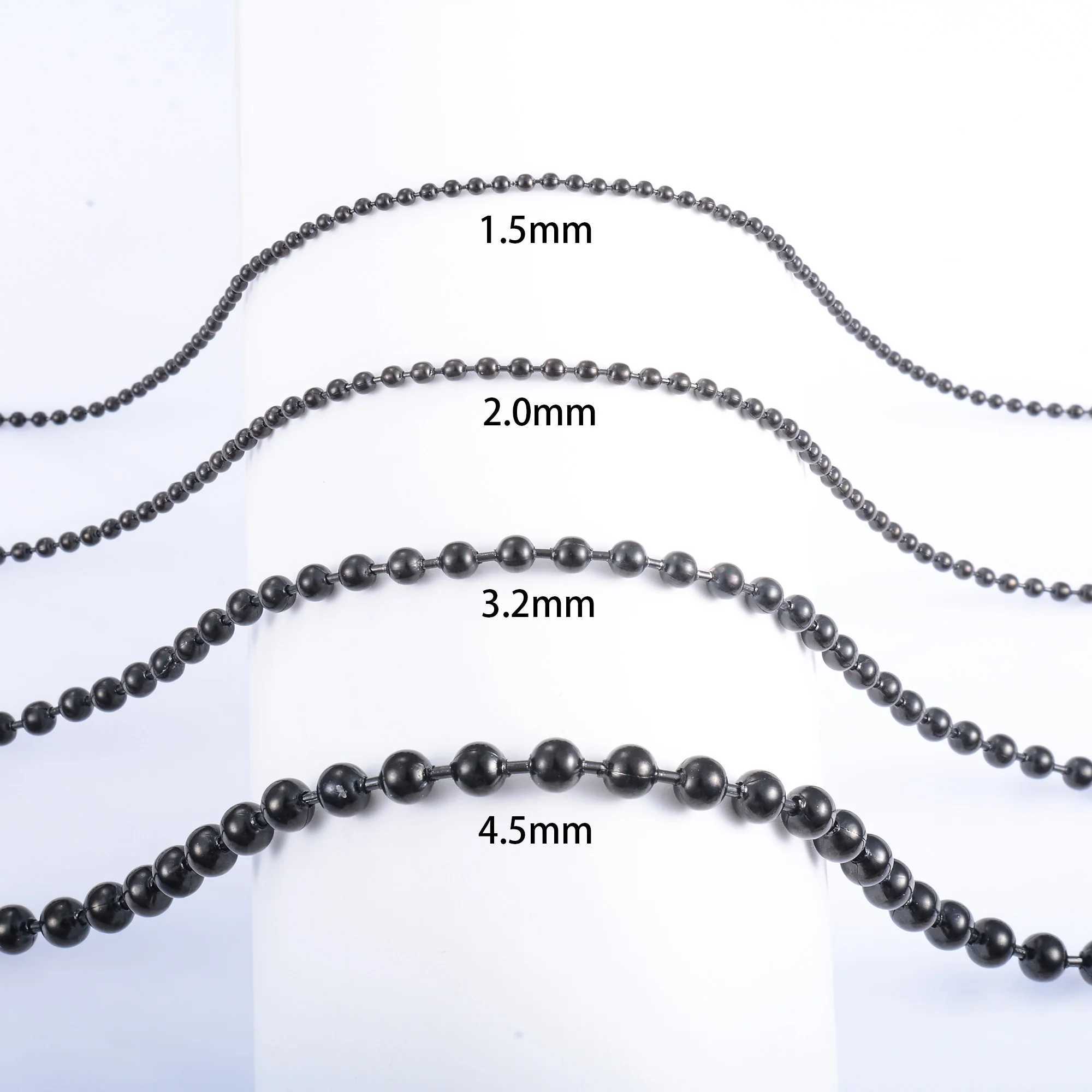 Bead Necklace for Women Men Ball Chain Stainless Steel Jewelry Accessories on the Neck Collar Round Rolo Black Plated ChokerX240919