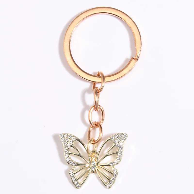 Cute Animal Keychain Hollow Butterfly Crystal Key Ring Enamel Key Chains Souvenir Gifts For Women Men DIY Handmade JewelryX240919
