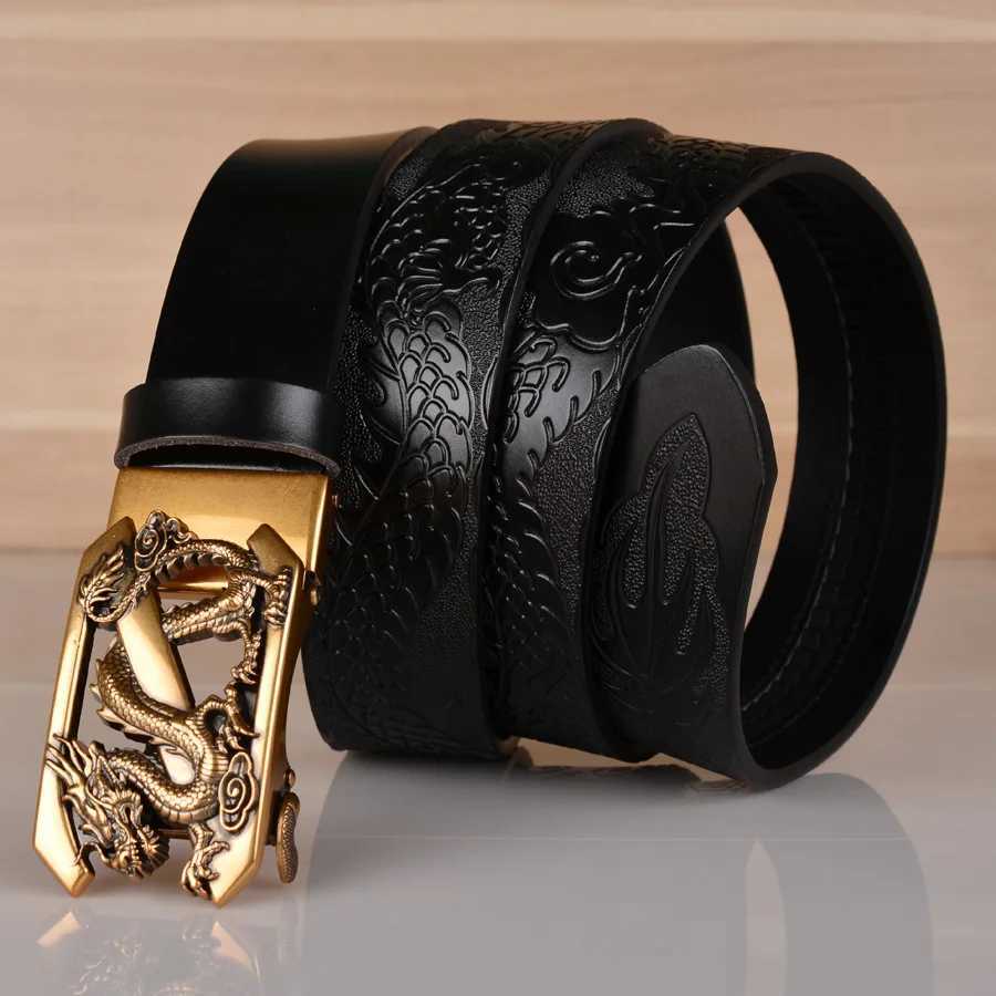 High quality mens dragon design alloy deduction style belt fashionable embossed cow belt jeans and casual pants accessories W240920