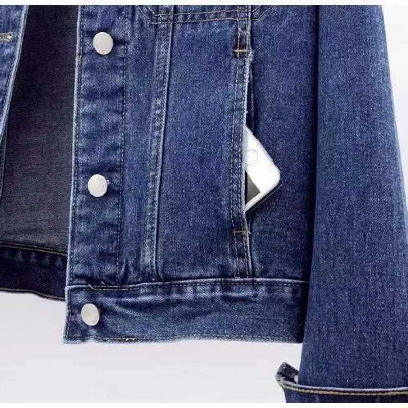 2024 Spring New Denim Jacket Womens Cropped Slim Fit Smooths Your Silhouette Versatile Cardigan Sleeve Top TrendyX240920