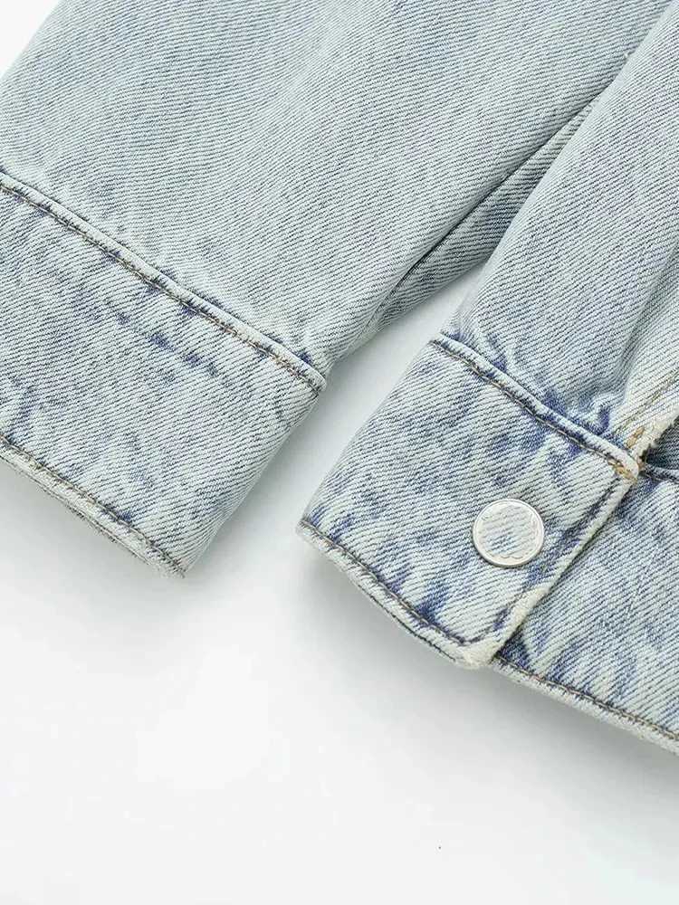Nlzgmsj Women 2024 Autumn Winter Denim Coat Lapel Long Sleeve Short Jackets Lady Chic Loose Streetwear Women JacketX240920