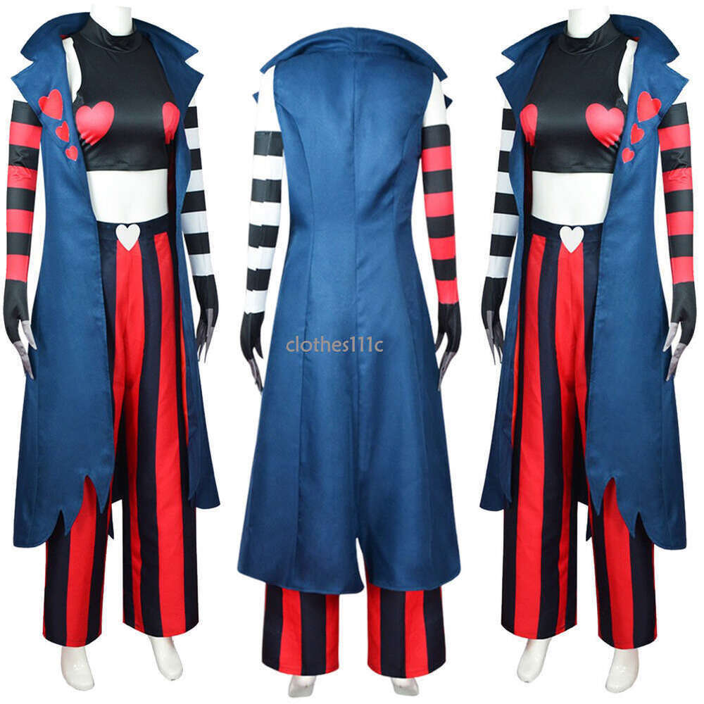 Veet Cosplay Women Earrings Costume Cartoon Hell Inn Roleplay Outfits Gloves Set Female Disguise Halloween Party Suit