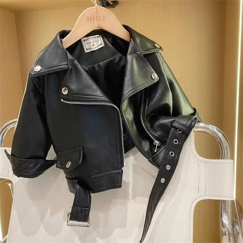 Autumn boys leather jacket 2-8 years classic handsome boys Pu jacket childrens clothing zipper flight jacket 240918
