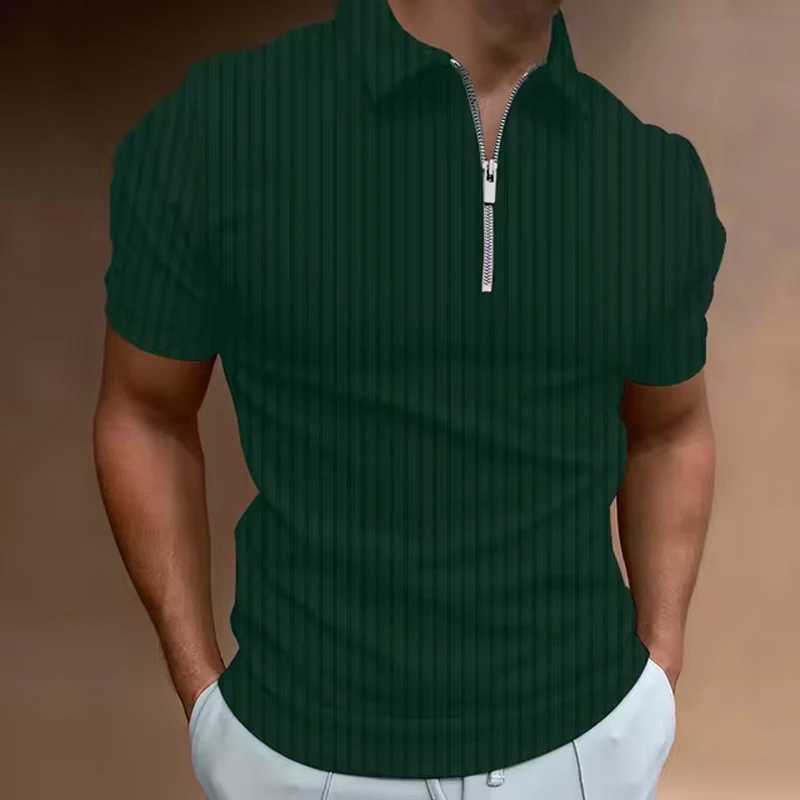 Mens Golf Shirt Quarter Zipper Polo Casual Holiday Lapel Short Sleeve T Shirt Fashion Basic Summer Regular Fit Polo ShirtX240920