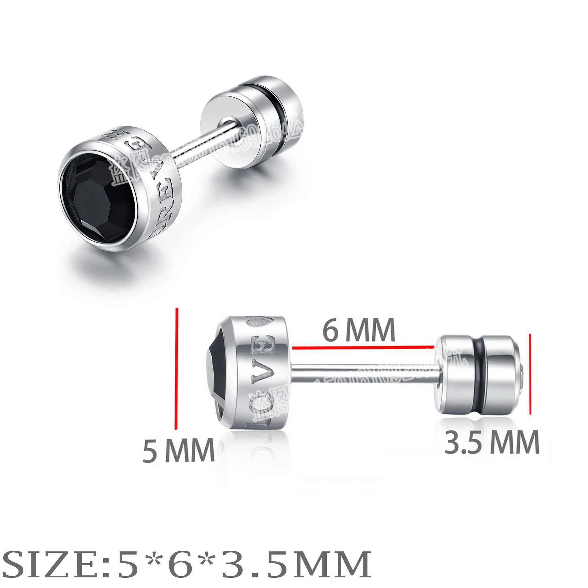 Stainless steel corrugated letters Eternal Love CZ zircon Korean earrings womens crystal screws titanium steel earrings W240919