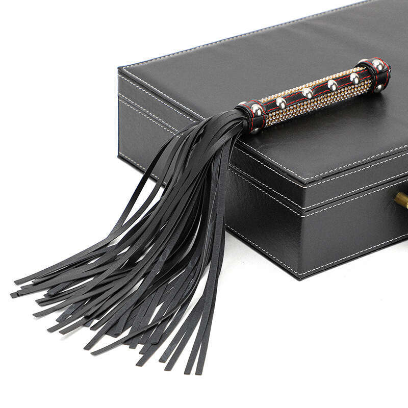 Cross border hot selling SM props, full diamond tassel leather whip, high-end multi nail sex whip, alternative adult product customization