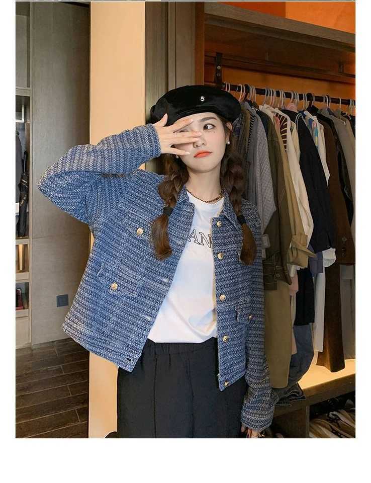 2024 Denim jacket women elegant retro long style lapel loose denim jacket long sleeved shirt top for womenX240920
