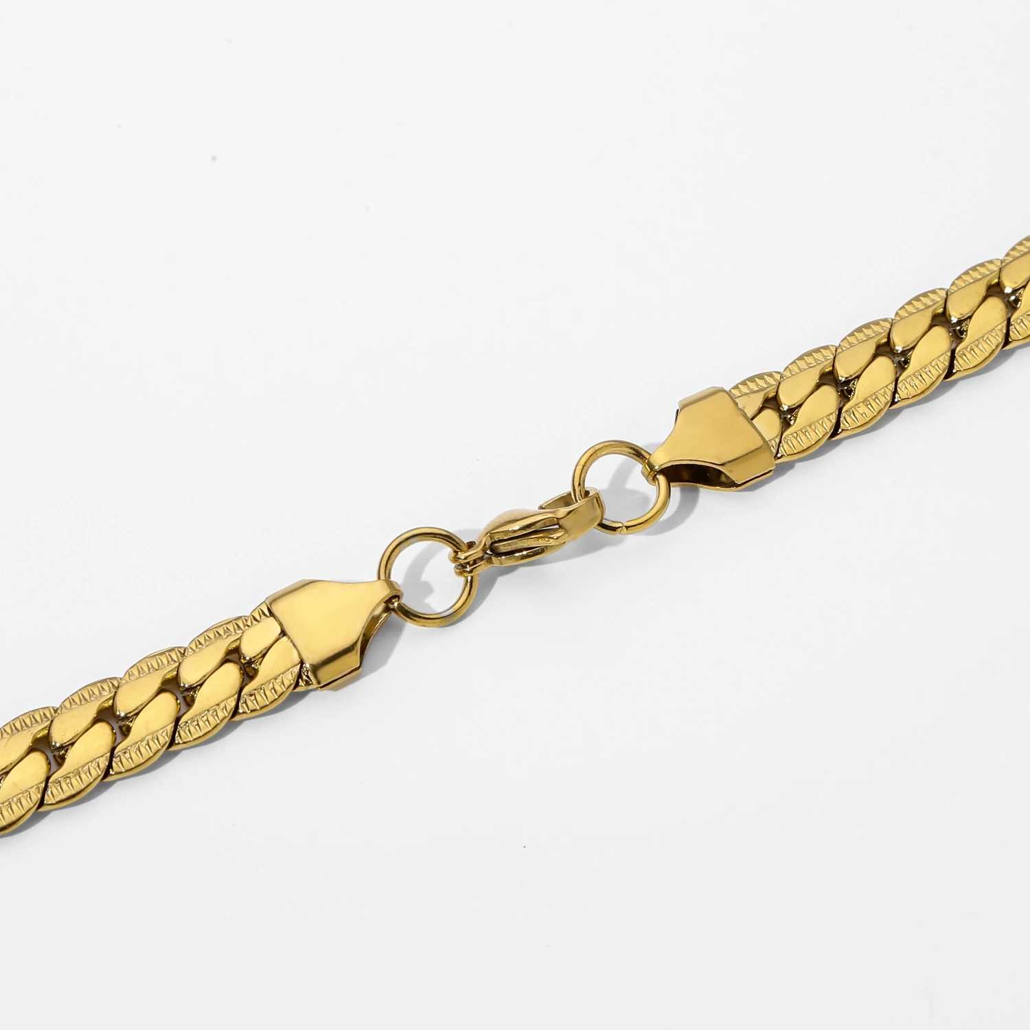 HIYEE Punk 3/4/5/6/7mm Embossed Flat Snake Chain Necklace Gold/Silver Colored Stainless Steel Chain Men Women Fashion JewelryX240919