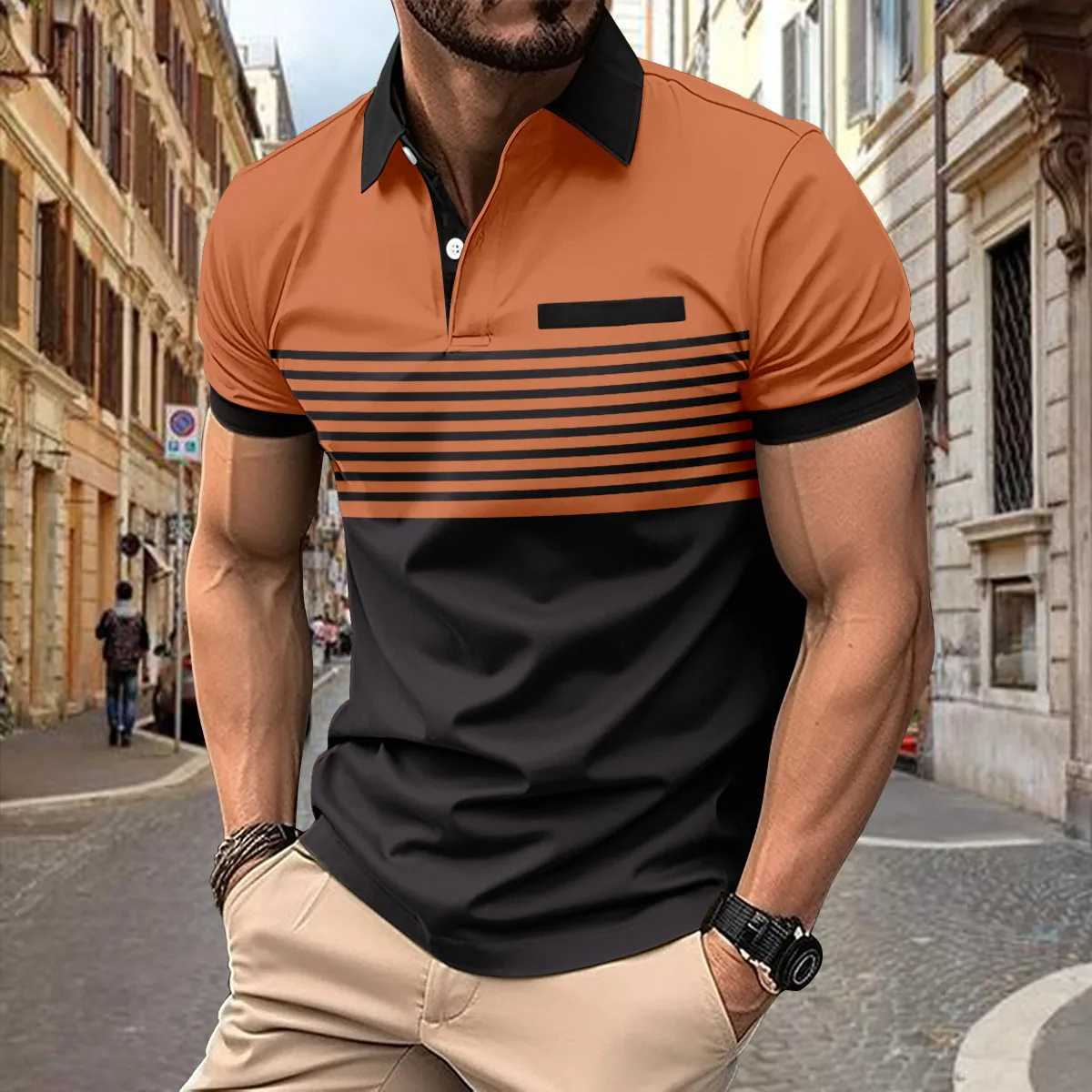 New summer striped horse jersey Mens Polo shirt Luxury top casual lapel short-sleeved T-shirt Fashion anti-wrinkle mens T-shirX240920