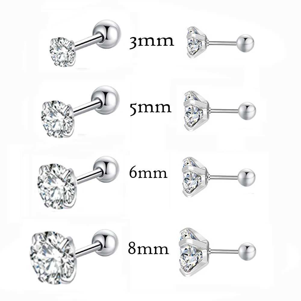 New Medical Stainless Steel Titanium Zircon Crystal 4 Prong Tragus Earnail Earrings Suitable for Womens Perforated Earnail Jewelry W240919