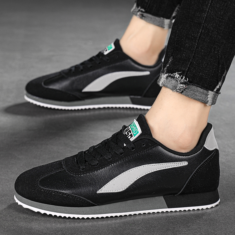 Hot Sale Men's Fashion Running Blue Suede Leather Casual Sneakers Men Flat Sport Comfortable Jogging Shoes Man