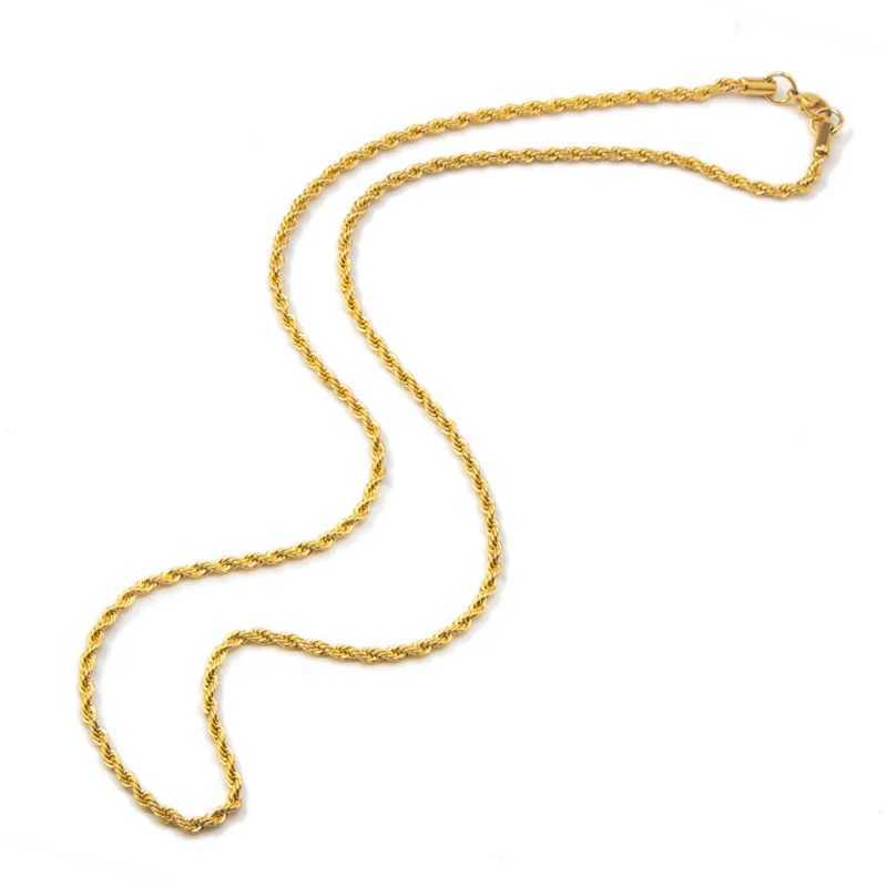 Wholesale Price 316L Stainless Steel Gold Color Twist Chain Necklace Fashion Gift Jewelry For Men and Women Width 3MM drop shipX240919