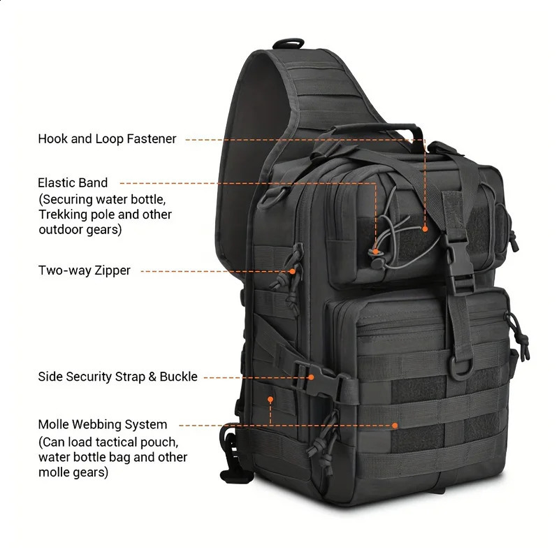 Tactical sling backpack Versatile luggage waterproof EDC Rucksack bag used for outdoor hiking and camping 240919