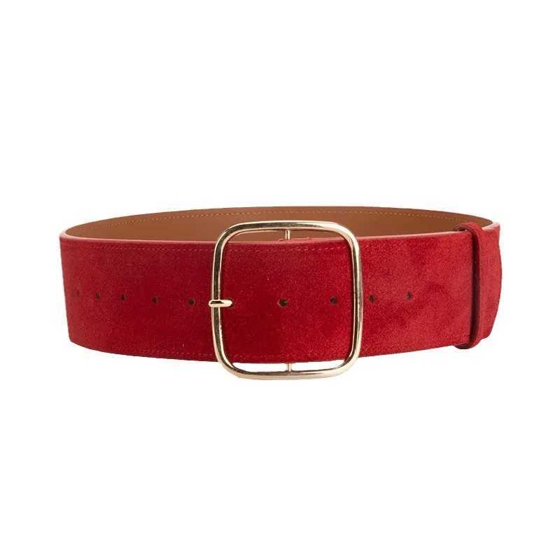Retro wide waistband for women with simple and versatile buttons paired with jeans tight straps and high-quality pin buckle leather straps W240920