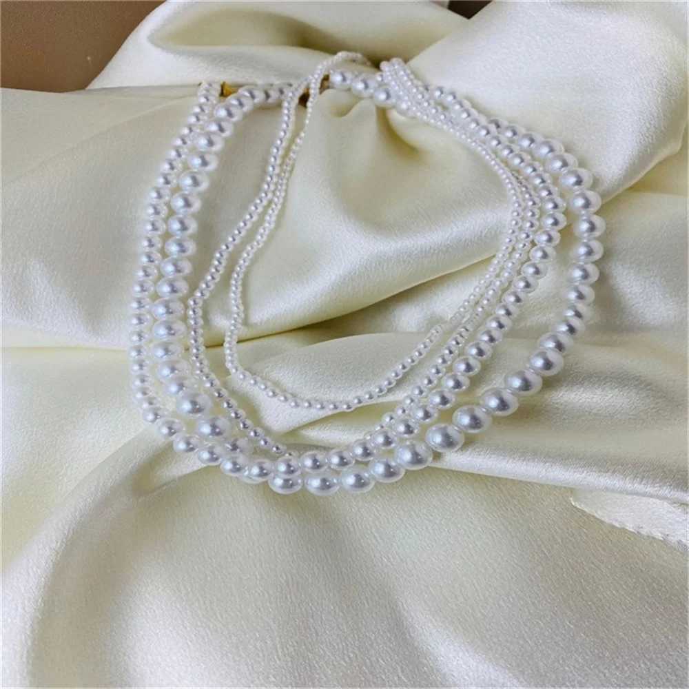 French Vintage Imitation Pearl Chain Necklace For Women Simple Acrylic Beads Choker Fashion Jewelry Elegant AccessoriesX240919