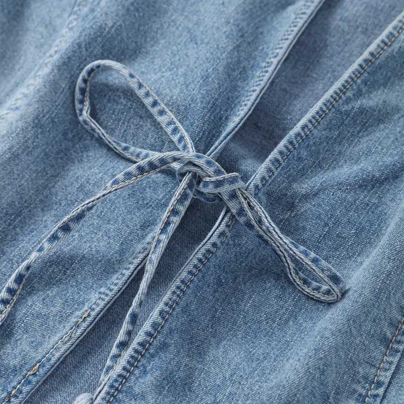 V-Neck Denim Cardigan Jacket Lace Up Slim Fit Women Basic Denim Top Fashion Casual Female Shirt Coat Spring Autumn OuterwearsX240920