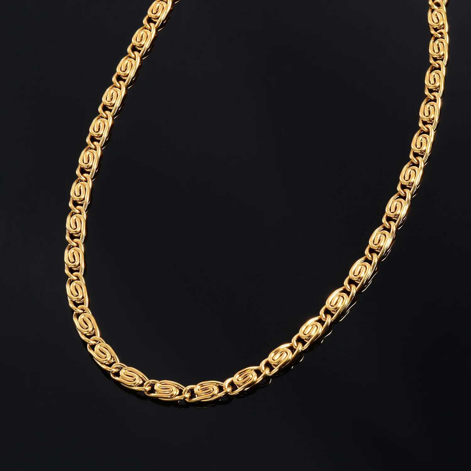 Yadreva Handmade Unwelded Gold Color Marine Necklace Figaro Stainless Steel Chain Fashion Jewelry FindingsX240919