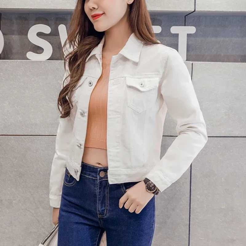 New Long Sleeve Winter Slim White Black Jeans Jacket for Women Solid Denim Woman Tops Short Coat Ladies Jackets Outerwear 4866X240920