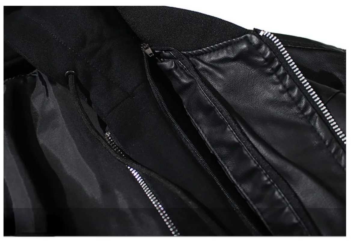 Mens Hooded PU Leather Jacket Motorcycle Hooded Young Leather Plus Cotton Padded Coat Men M240919