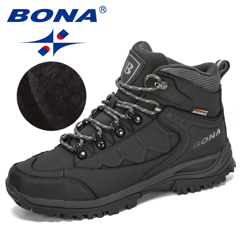 New BONA Designers Nubuck Leather Hiking Shoes Men Autumn Winter New Climbing Boots High Top Trekking Hunting Shoe Trainers Man 4c99
