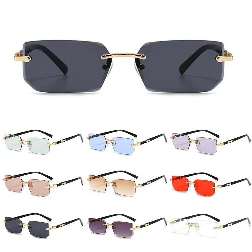 Trendy Rimless Sunglasses for Men Women Fashion Frameless Rectangle Sun Glasses Retro Shades Summer Traveling Eyewear UV400X240920