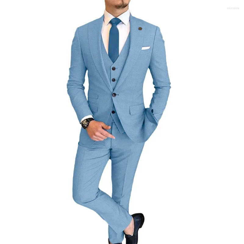 Mens Suits Summer Linen Men 3 Piece (Jacket Pants Vest) Elegant Wedding Party Prom Tuxedo Fashion Smart Casual Costume Homme Slim
