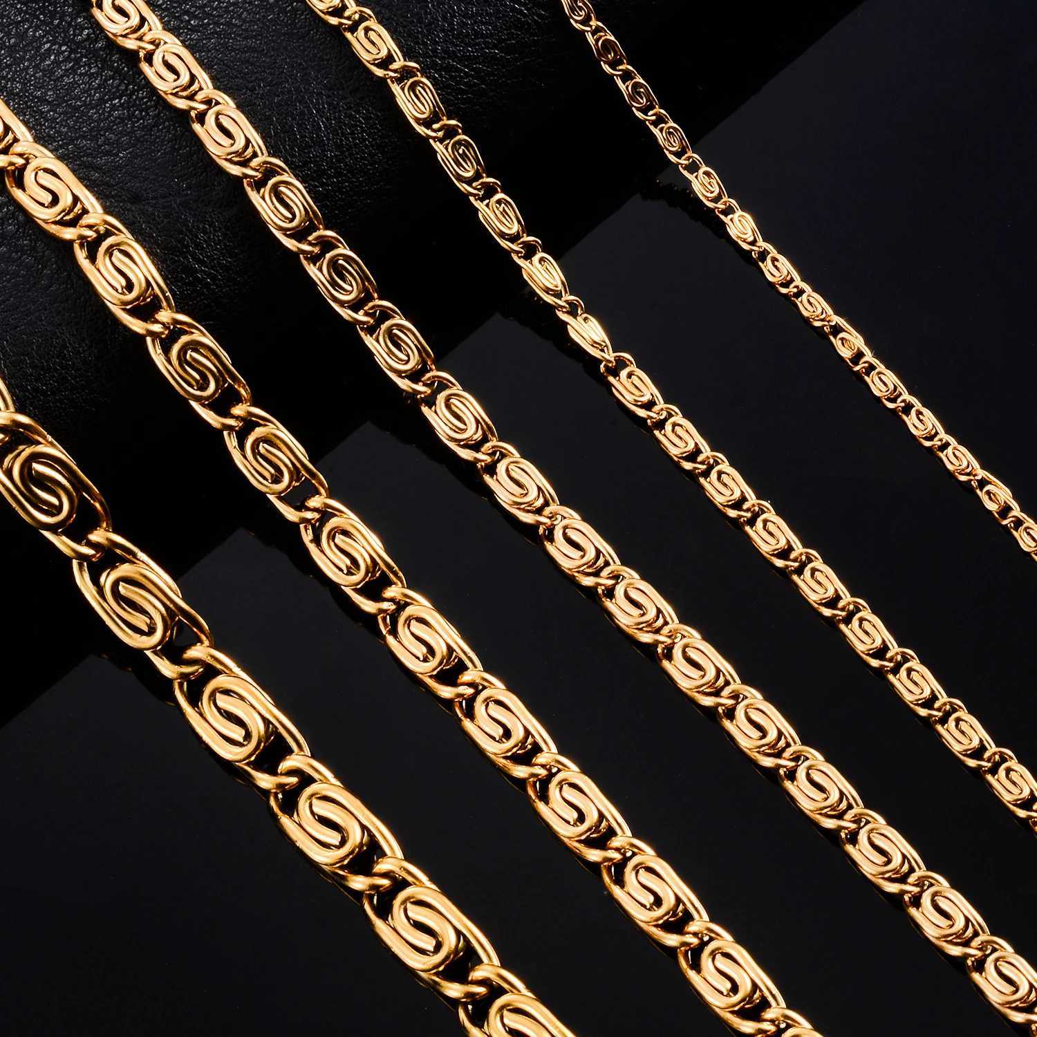 Stainless Steel Paperclip Shape Link Chain Necklace 1.8/2.8/3.8/4.4/5.4mm for Women Men Gold Color Hip Hop Choker JewelryX240919