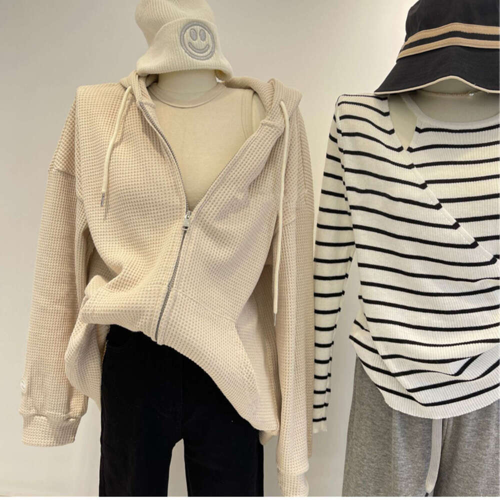 Hallowmas Huafu Ge Hooded Sweatshirt for Women Autumn New Style Loose Slimming Niche Design Sense Spring and Summer Jacket Womens Zipper Cardigan Autu