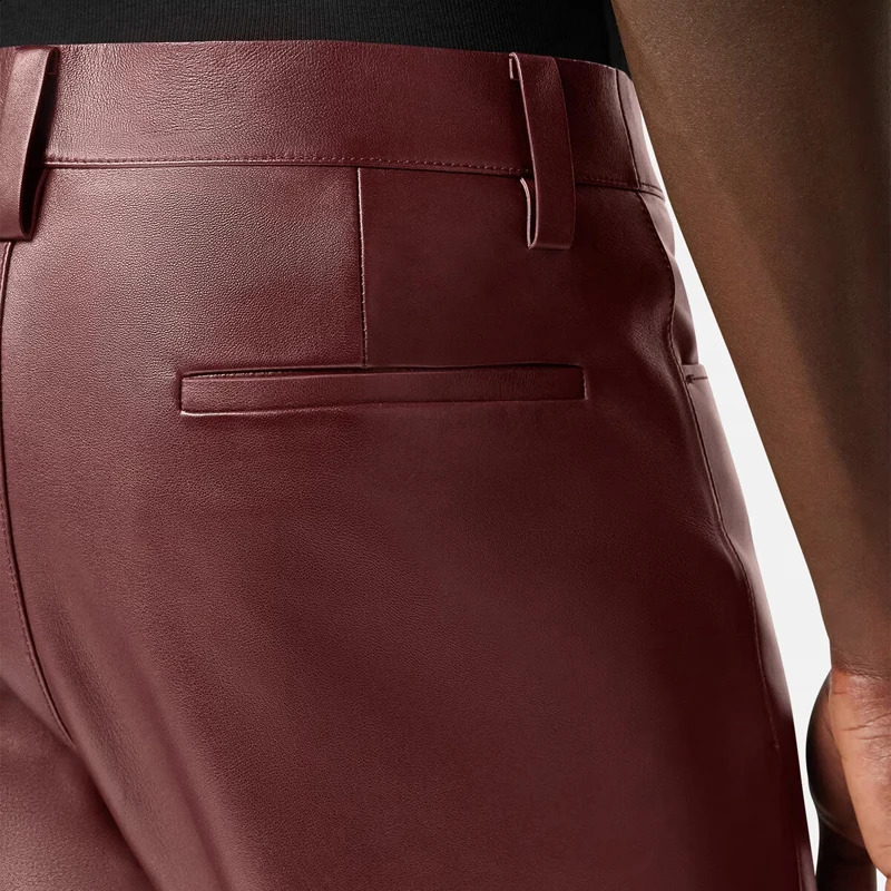 High quality genuine leather mens pants brown products for spring and autumn UK fashion custom mens sheepskin pants 240913