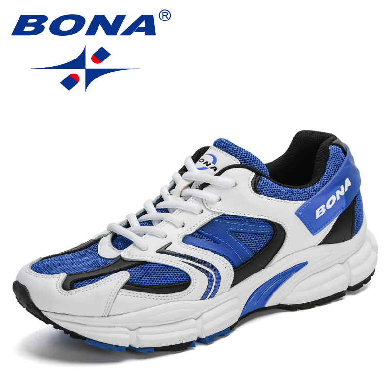New BONA Designers Action Leather Mesh Men New Running Sneakers Trainers Lightweight Antiskid Outdoor Walking Shoes Man 10e6