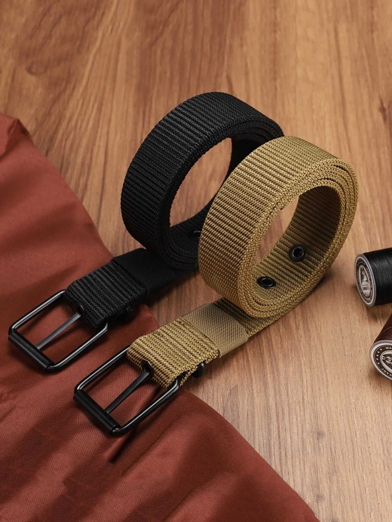 Perforated canvas belt mens needle buckle belt youth Korean version popular jeans belt military training extension W240920