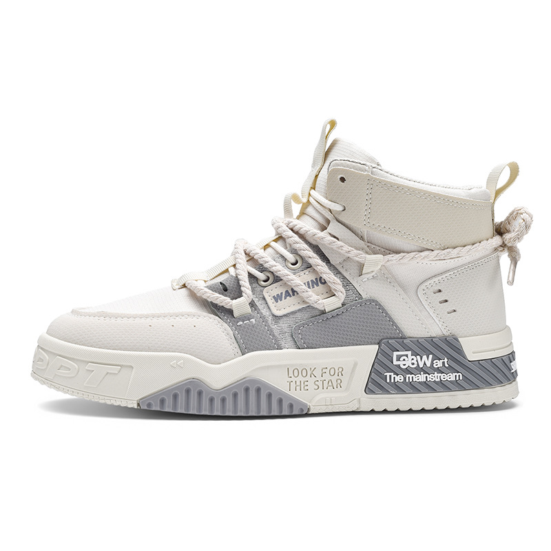 Autumn and winter casual sports shoes. Korean version of niche hemp rope thick soled trendy mid top board shoes