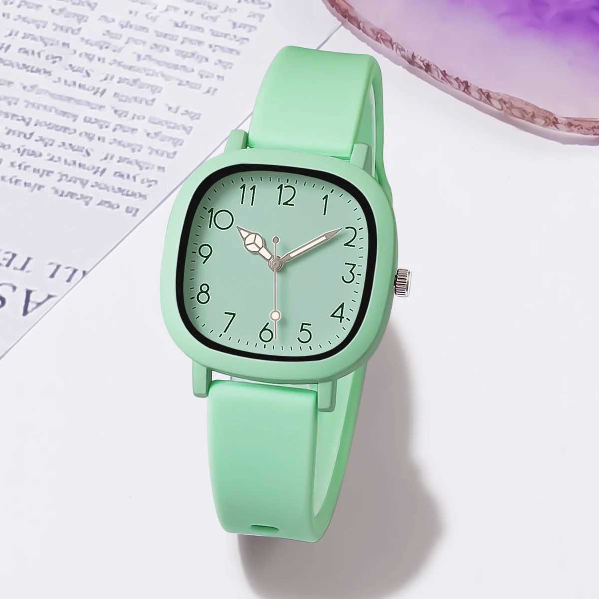 Fashion Classic Simple Square Color Matching Digital Literal Silicone Strap Female WatchX240920