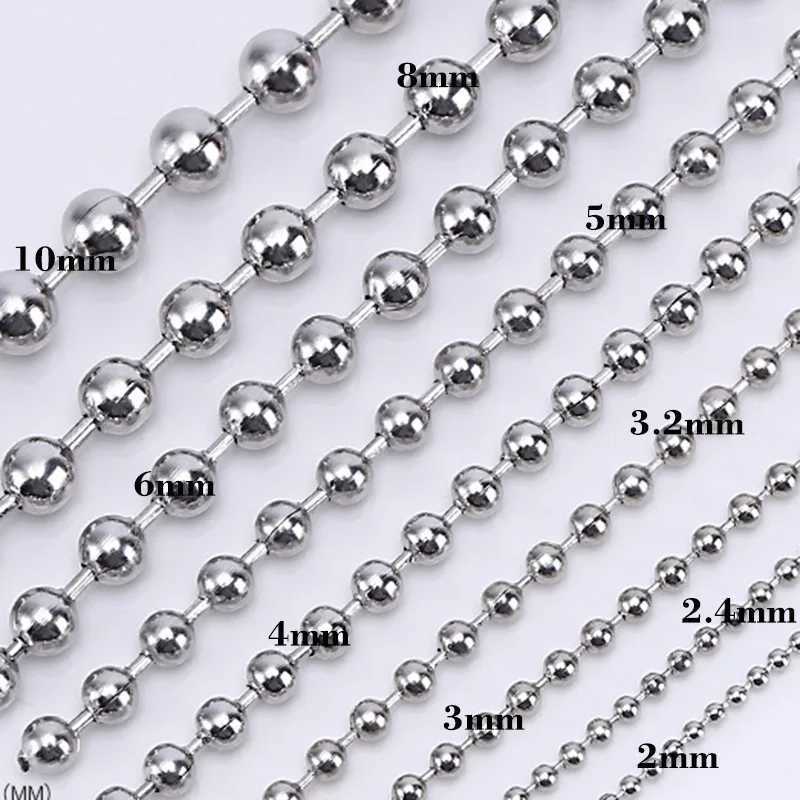 Stainless Steel Bead Chains Ball Necklace DIY Jewelry Punk Chokers Chains 1.5/2/2.4/3/3.2/4/5/6/8/10MMX240919