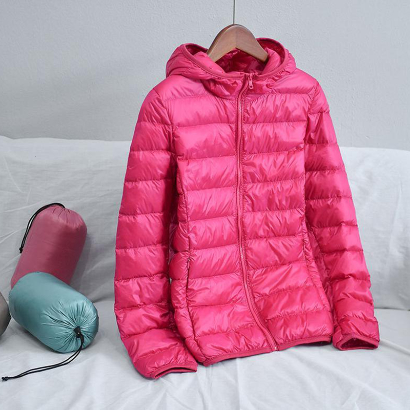 Women 90% White Duck Jacket Autumn Female Ultra Light Down Jackets Slim Solid Long Sleeve Hooded Parkas