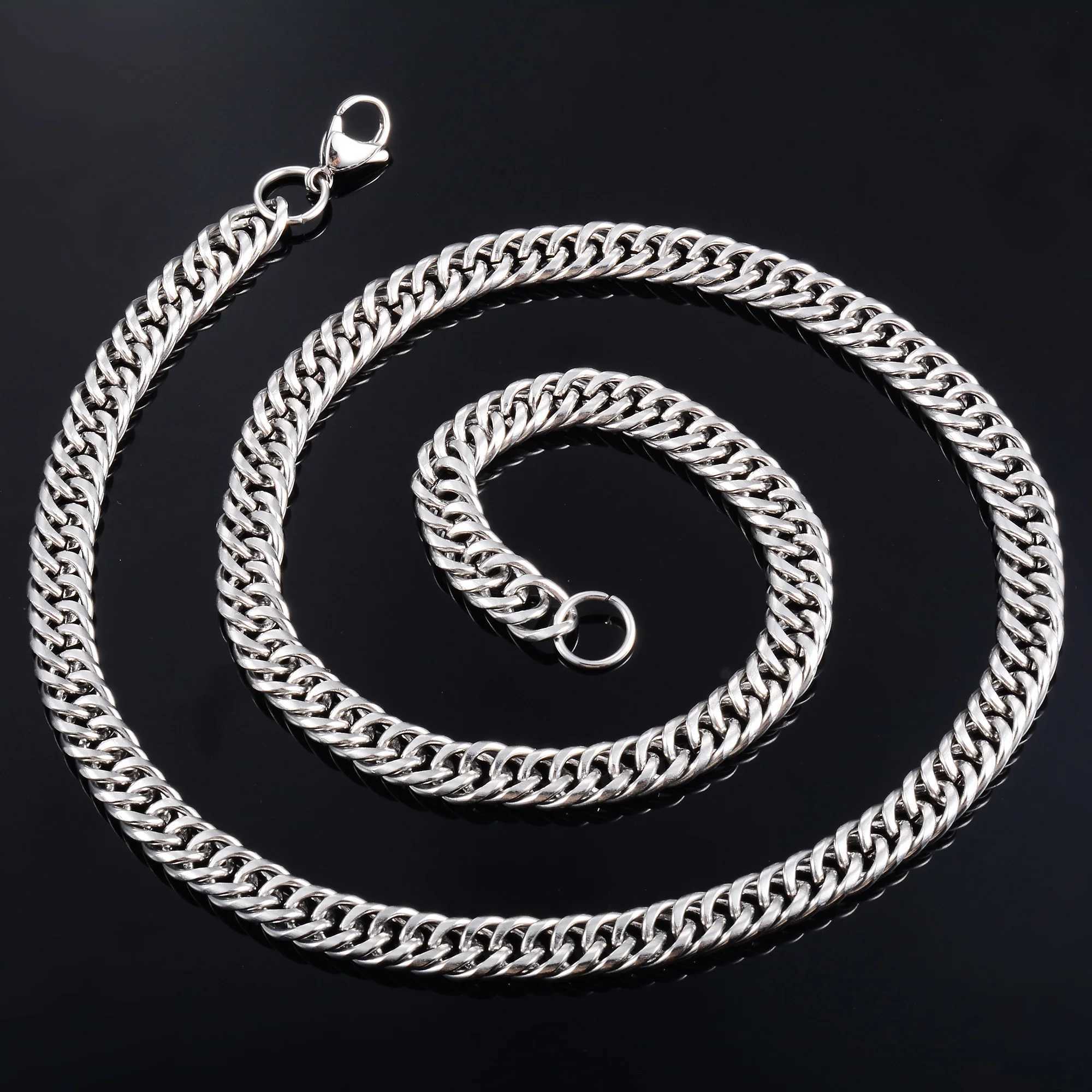 Mens Punk Link Cuban Curb Chain for Hip Hop Boy Women Stainless Steel Necklace Basic Metal Jewelry Accessories Heavy ChokerX240919