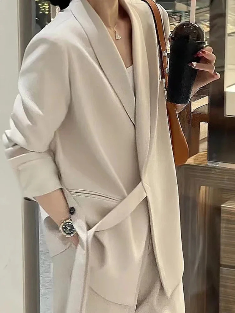 Korean Suit Set Women Version Temperament Professional Loose Relaxed British Style Two Piece Woman Clother 240919