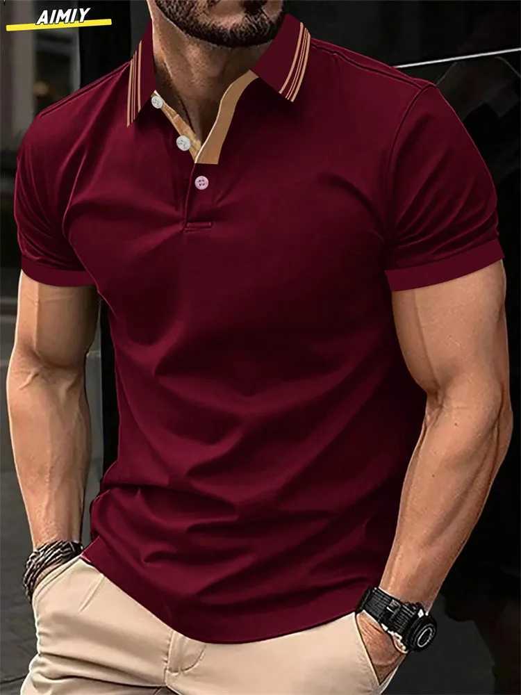2024 summer new mens short sleeve pure cotton casual T-shirt V-neck shirt mens breathable Polo shirt S-3XLX240920