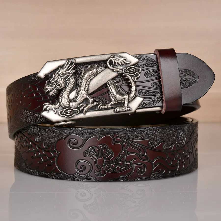 High quality mens dragon design alloy deduction style belt fashionable embossed cow belt jeans and casual pants accessories W240920
