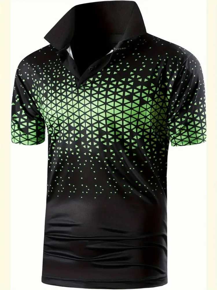 Mens Summer Quality Polo Shirt Trendy Matching Colour Printed Plus Size Mens Shirt Sports Sweat Absorbent Quality TopsX240920
