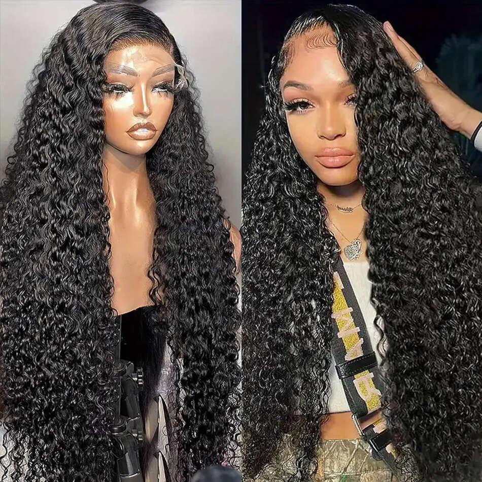 180 Density 13x6 Water Front Wig Human Hair 13x4 HD Transparent 30 32Inch Deep Wave Lace Frontal Wigs Curly Brazilian
