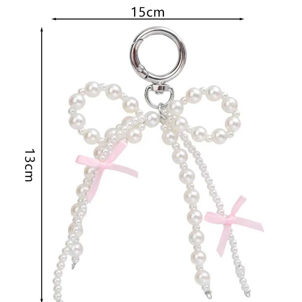 2024 New Korean Sweet Pearl Bow Keychain Heart Pendant Keyring Y2K Aesthetic Key Holder for Girls Bag Pendant AccessoriesX240919