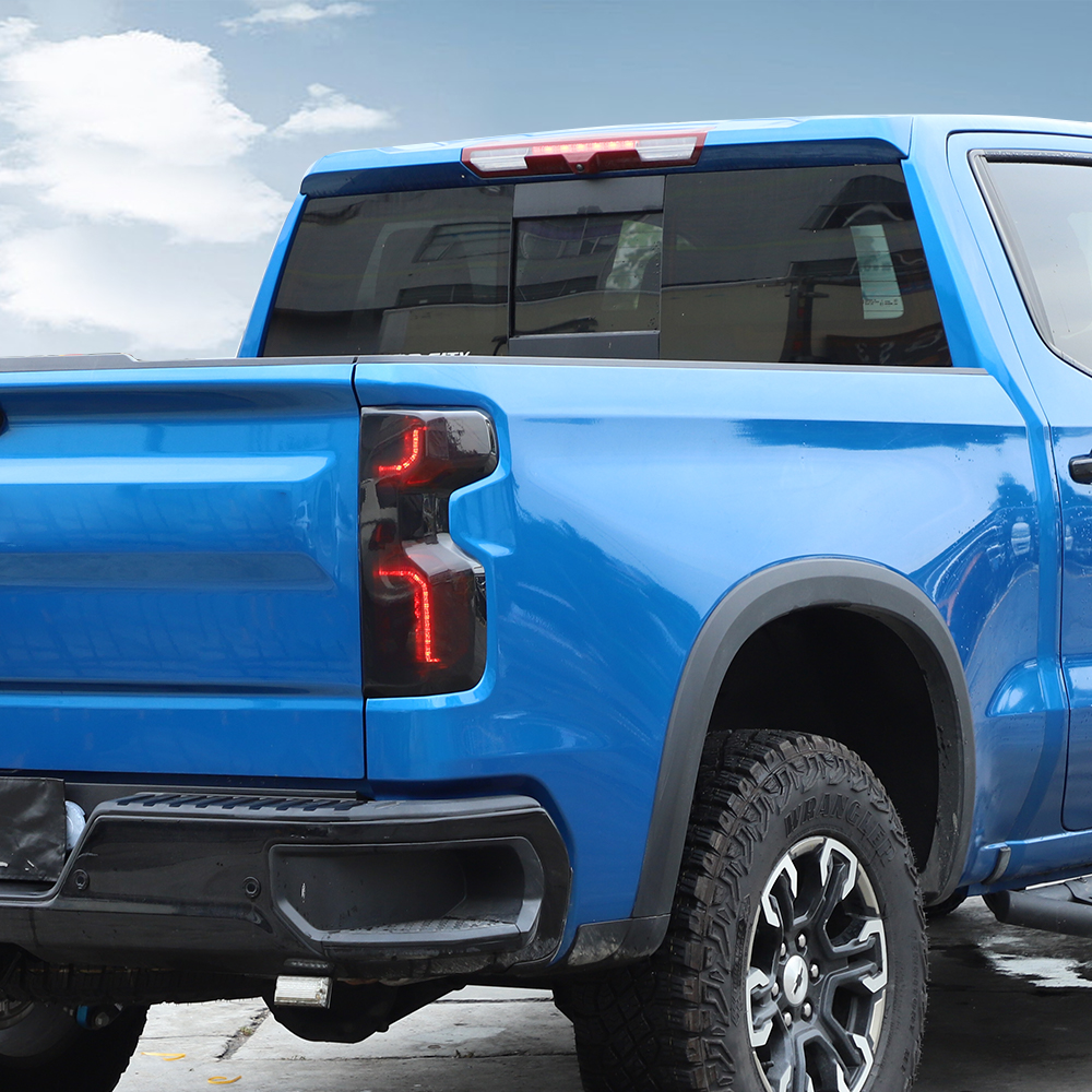 Smoked Black Tail Light Cover Guard Trim for 2022+ Chevrolet Chevy Silverado