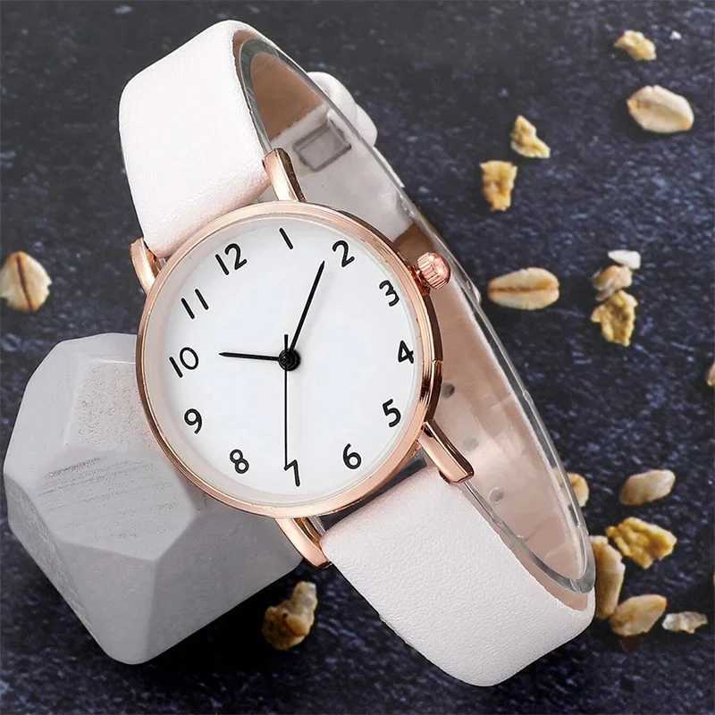 2pcs 2024 New Watch Women Fashion Casual Leather Belt Watches Simple Ladies Round Dial Quartz Wristwatches Reloj MujerX240920