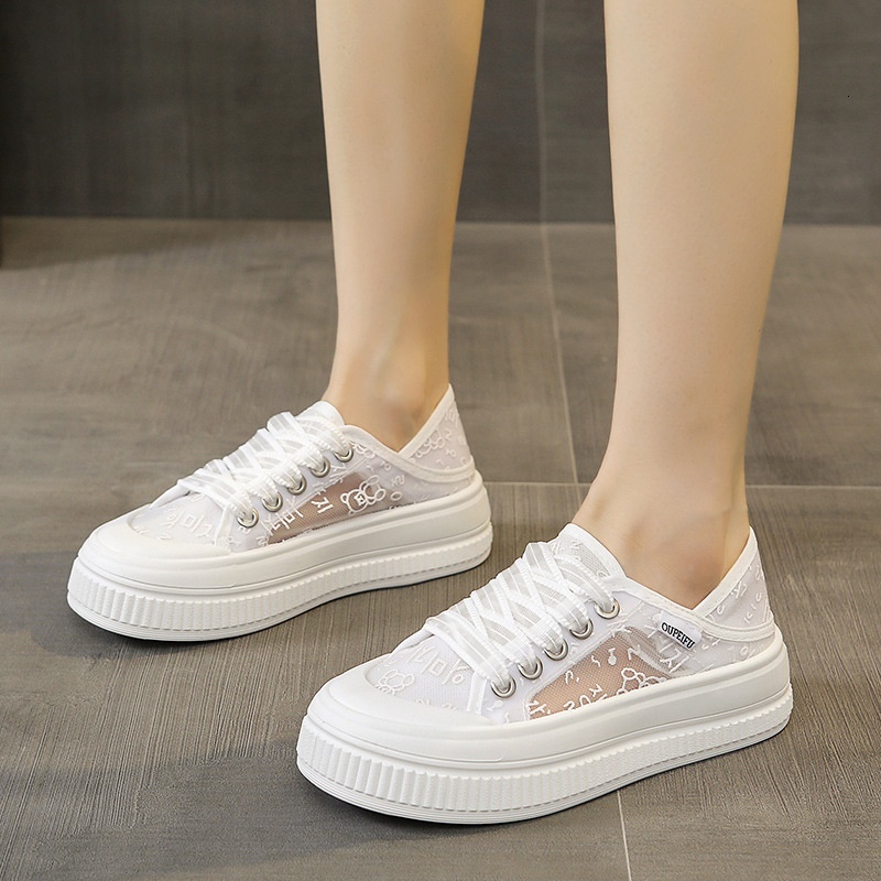 Xiaoxiangfeng Fisherman's Women's Little White 2024 New Summer Breathable Mesh Thick Sole Versatile Matcake Shoes
