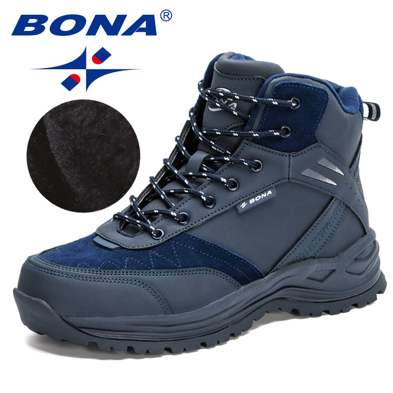 BONA 2024 New Designers Action Leather Climbing & Fishing Men Outdoor Shoes Man New High Top Winter Boots Plush Comfy ad48