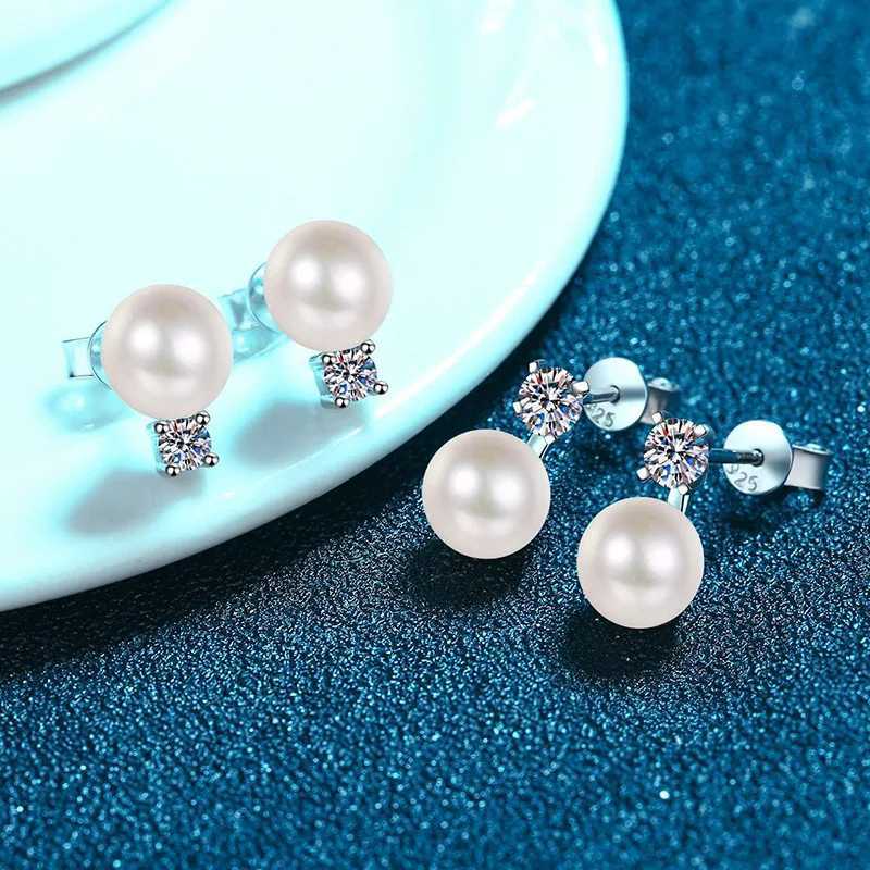 9mm Freshwater Culture Pearl Bridal Earrings Made of Pure Silver Earrings with Moissanite Top Bridal Wedding Jewelry W240919