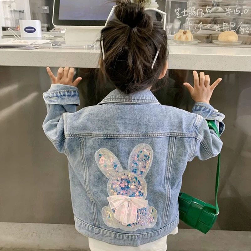 1 2 3 4 5 6 8 10 Year Old Girl Cowboy Jacket Cute Rabbit Spring Autumn Fashion Little Princess Baby Coat Birthday Gift Childrens Clothing 240918